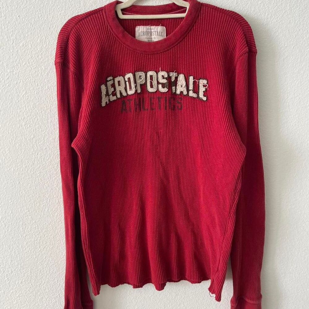 Aeropostale Athletics Long Sleeve Men's XL Vintage Y2K 2000s Waffle Knit Casual